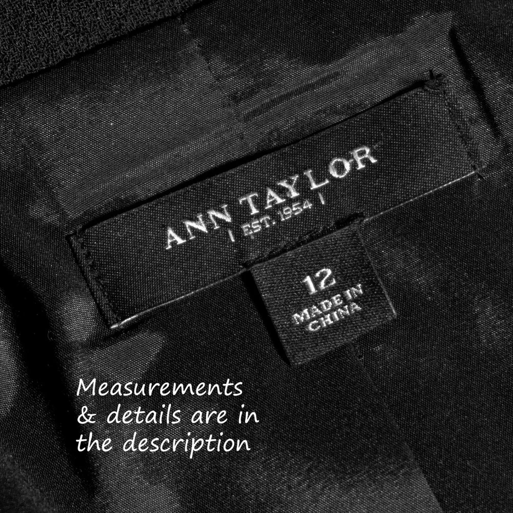 Ann Taylor Wool Ruffle Trim Military Jacket Black Double Breasted‎ Blazer 0X L